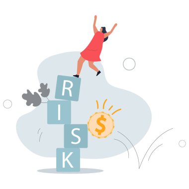 Fiyatın düşeceği borsada yatırım riski, dalgalanma ve dalgalanma, istikrar ve belirsizlik kavramı. Düz vektör çizimi.