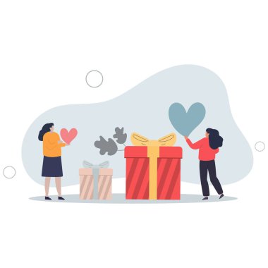 İnsani yardım kampanyasında bağış kutuları vermek. Düz vektör çizimi.