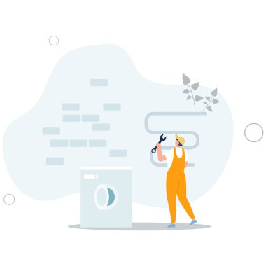 Ev onarım servisi. Tuvaletteki tesisat. Düz vektör çizimi.