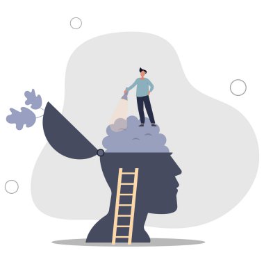 Hafıza kaybı ve bilgiyi unutmayla ilgili sorun. Alzheimer tıbbî zihinsel bozukluklar için psikolojik araştırma. Düz vektör çizimi