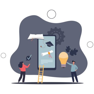 Uzak kursları olan EdTech veya eğitim teknolojisi. Dijital öğretim dersleri kullanarak çevrimiçi bilgi öğrenme .