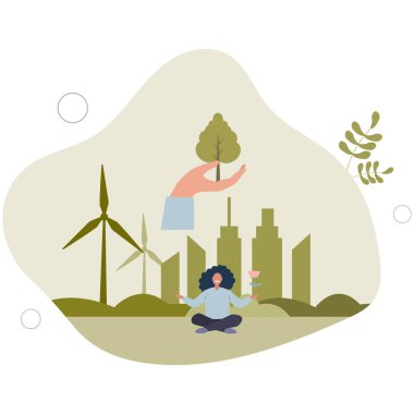 Yeşil yeni anlaşma veya sürdürülebilir iklim politikasına sahip GND. Geri dönüşümlü güç kaynakları ve sosyal doğa aktivizmine sahip şehir .