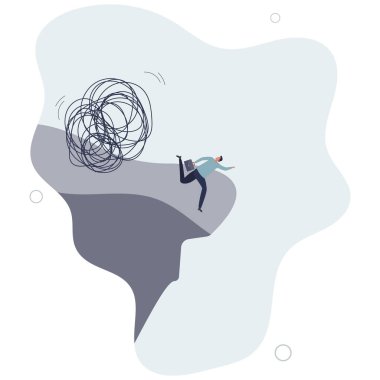 Korku işadamı sorun çemberinden kaçıyor. Düz vektör çizimi.