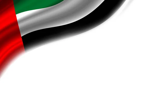 Beyaz Arka Plana Karşı Birleşik Arap Emirlikleri Nin Dalgalı Bayrağı — Stok fotoğraf