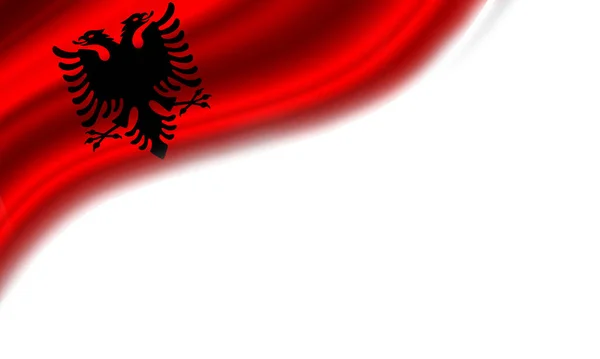 Bandeira Ondulada Albânia Contra Fundo Branco — Fotografia de Stock