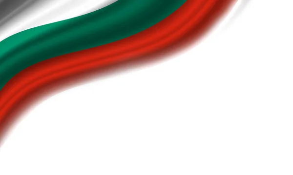 白色背景下的保加利亚飘扬的旗帜 3D说明 — 图库照片