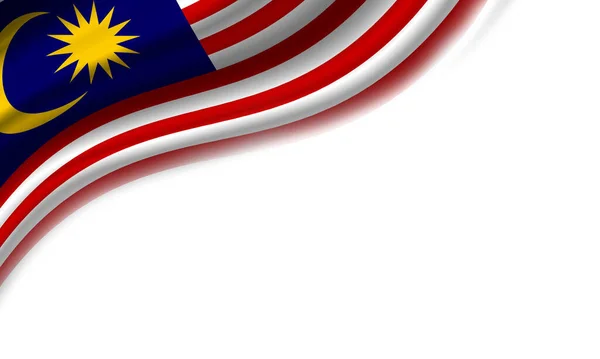 Vågig Flagga Malaysia Mot Vit Bakgrund Illustration — Stockfoto