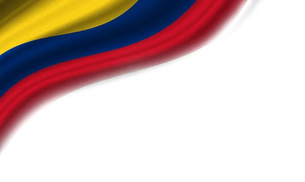 Vågig Flagga Colombia Mot Vit Bakgrund Illustration — Stockfoto