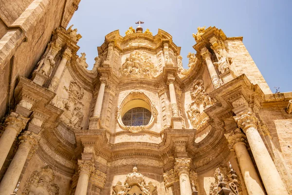 Widok Drzwi Wejściowe Katedry Walencji Hiszpania — Zdjęcie stockowe