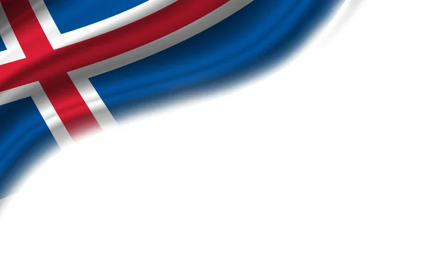 白底下飘扬的冰岛国旗 3D说明 — 图库照片