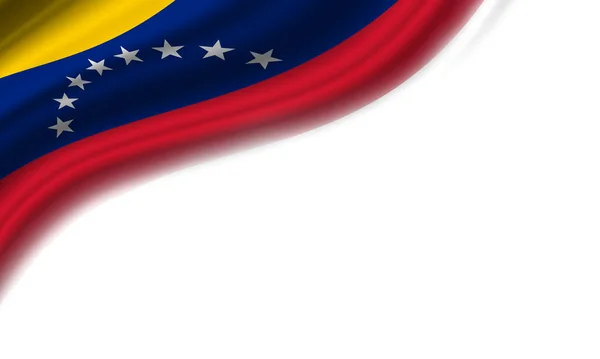 Vågig Flagga Venezuela Mot Vit Bakgrund Illustration — Stockfoto