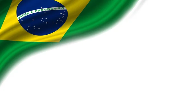 Die Wellige Flagge Brasiliens Auf Weißem Hintergrund Illustration — Stockfoto
