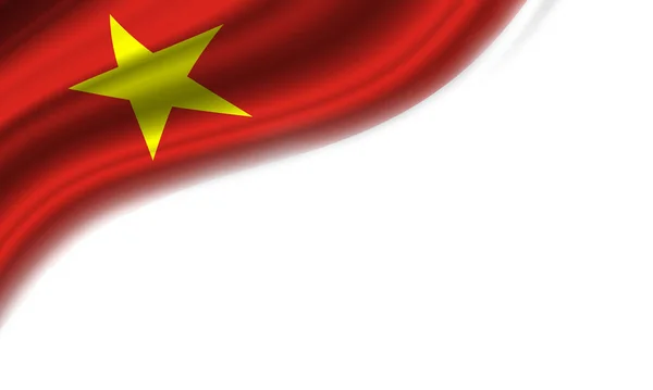Vågig Flagga Vietnam Vit Bakgrund Illustration — Stockfoto
