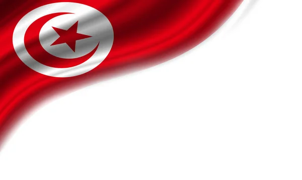 Drapeau Ondulé Tunisie Sur Fond Blanc Illustration — Photo