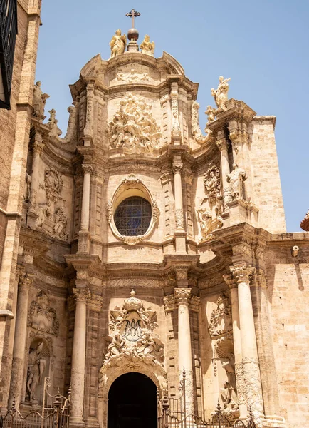 Widok Drzwi Wejściowe Katedry Walencji Hiszpania — Zdjęcie stockowe
