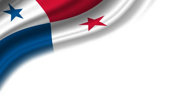 Golvende Vlag Van Panama Tegen Witte Achtergrond Illustratie — Stockfoto