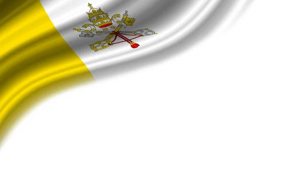 Vlnitá Vlajka Vatikánu Bílém Pozadí Ilustrace — Stock fotografie