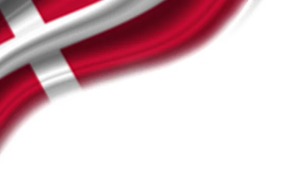 Vlnitá Vlajka Dánska Bílém Pozadí Ilustrace — Stock fotografie