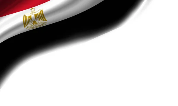 Beyaz Arka Plana Karşı Mısır Dalgalı Bayrağı Illüstrasyon — Stok fotoğraf