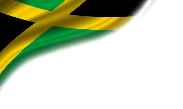 Vågig Flagga Jamaica Mot Vit Bakgrund Illustration — Stockfoto
