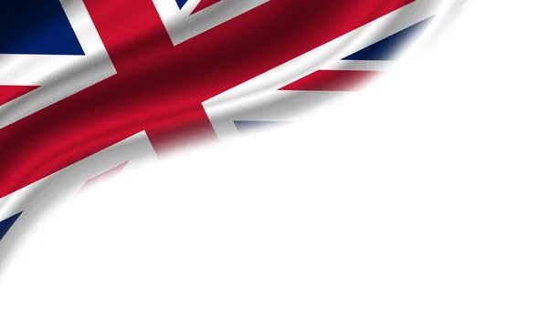 在白色背景下飘扬的英国国旗 3D说明 — 图库照片