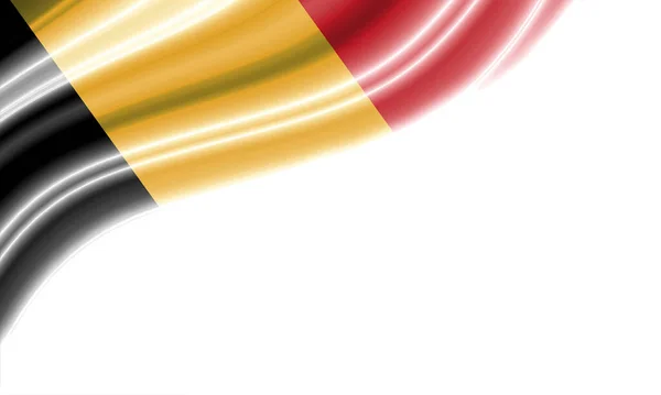白色背景下的比利时飘扬的旗帜 3D说明 — 图库照片