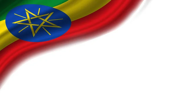 Wavy Flag Ethiopia White Background Illustration — Stock Photo, Image