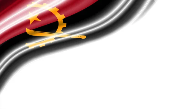 Vågig Flagga Angola Mot Vit Bakgrund Illustration — Stockfoto