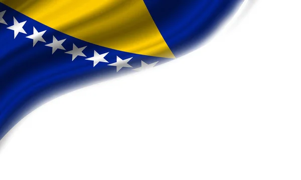 Beyaz Arka Planda Dalgalı Bosna Bayrağı Illüstrasyon — Stok fotoğraf