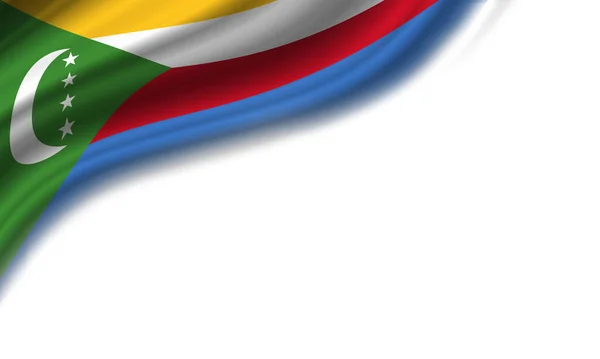 Golvende Vlag Van Comoren Tegen Witte Achtergrond Illustratie — Stockfoto