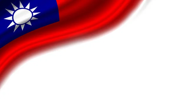 Wavy Flag Taiwan White Background Illustration — Zdjęcie stockowe