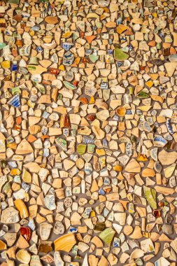 Shards of ancient pottery located in a wall of the castle of Alicante, Spain