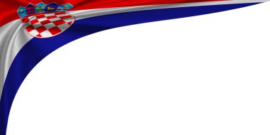 Hırvatistan bayrağı taşıyan beyaz bir arka plan. 3d illüstrasyon