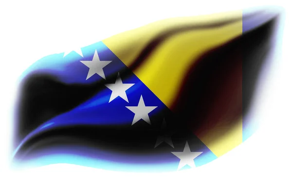 ボスニアの旗が破れた白い背景 3Dイラスト — ストック写真