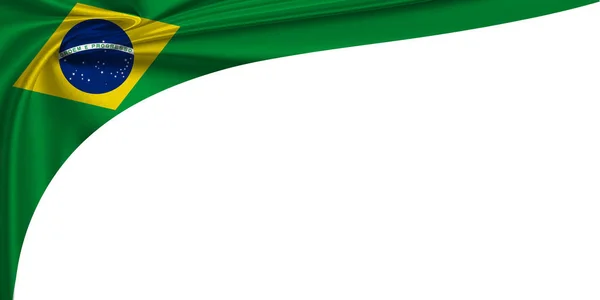 Brezilya Bayrağıyla Beyaz Arka Plan Illüstrasyon — Stok fotoğraf
