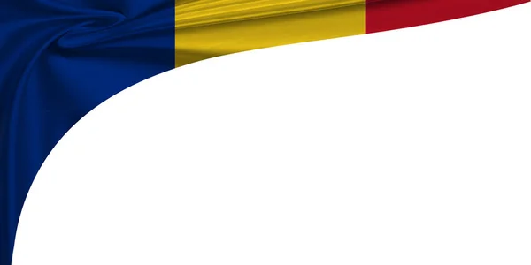 白色背景 罗马尼亚国旗 3D说明 — 图库照片
