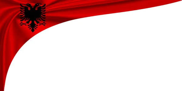 Vit Bakgrund Med Flagga Albanien Illustration — Stockfoto
