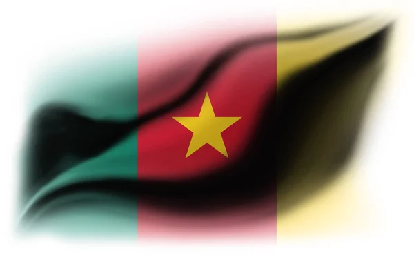 Fehér Háttér Szakadt Kamerun Zászló Illusztráció — Stock Fotó