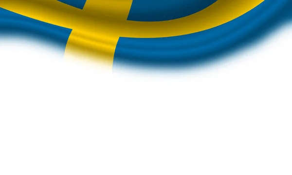 Flaga Falująca Szwecji Białym Tle Ilustracja — Zdjęcie stockowe