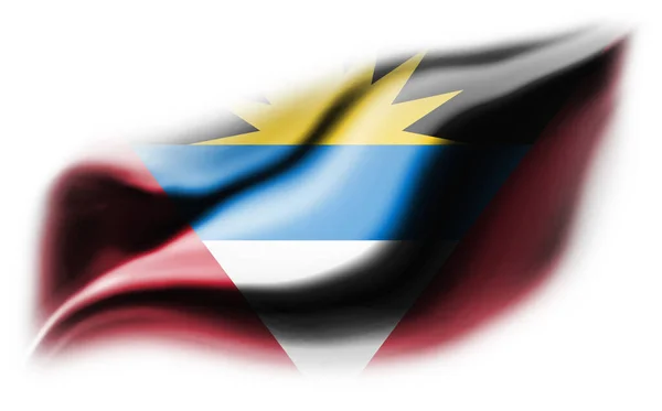 Antigua Barbuda Bayrağıyla Yırtılmış Beyaz Bir Arka Plan Illüstrasyon — Stok fotoğraf