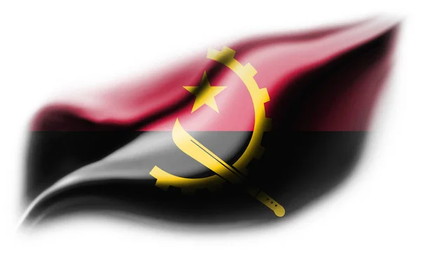 Vit Bakgrund Med Sönderriven Angola Flagga Illustration — Stockfoto