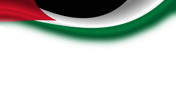 白色背景下的飘扬的巴勒斯坦旗帜 3D说明 — 图库照片