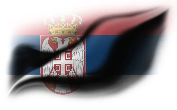 Białe Tło Podartą Flagą Serbii Ilustracja — Zdjęcie stockowe