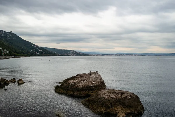Vista Golfo Trieste Viale Miramare Dia Nublado Friuli Venezia Giulia — Fotografia de Stock