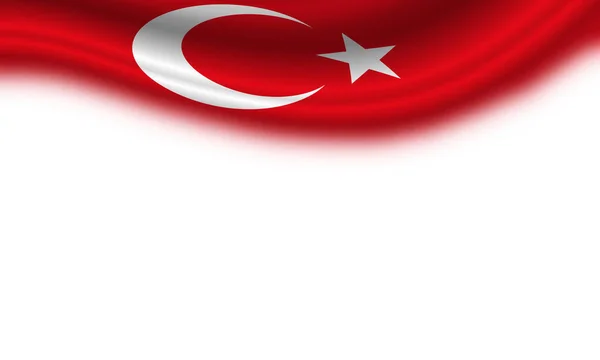 Beyaz Arka Planda Dalgalı Türkiye Bayrağı Illüstrasyon — Stok fotoğraf