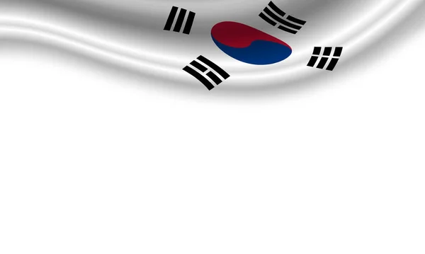 Wavy Flag South Korea White Background Illustration — Fotografia de Stock