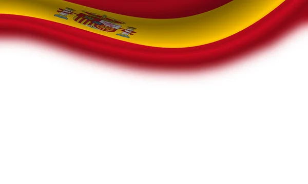 Bandeira Ondulada Espanha Contra Fundo Branco Ilustração — Fotografia de Stock