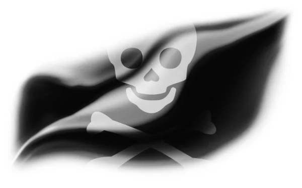 引き裂かれた海賊旗の白い背景 3Dイラスト — ストック写真