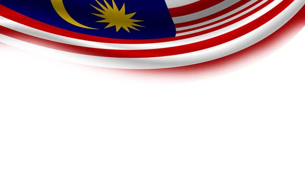 Bandeira Ondulada Malásia Fundo Branco Horizontal Ilustração — Fotografia de Stock