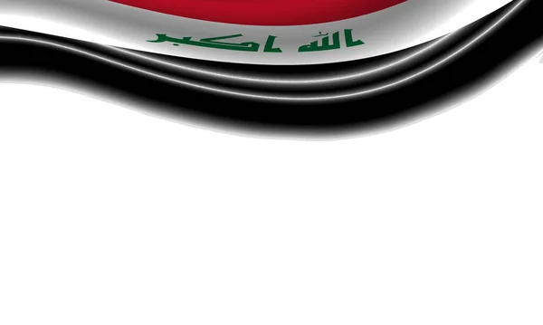 Wellenförmige Flagge Des Irak Auf Einem Horizontalen Weißen Hintergrund Illustration — Stockfoto